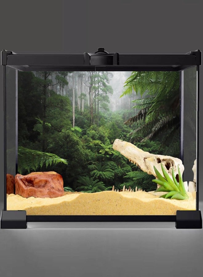AWERT Foggy Forest Terrarium Background Green Tree Reptile Habitat Background Tropical Rainforest Aquarium Background 36x18 inches Polyester Background - Image 2